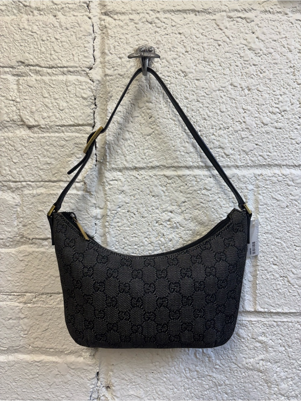 Vintage Gucci Monogram Pochette Denim Shoulder Bag